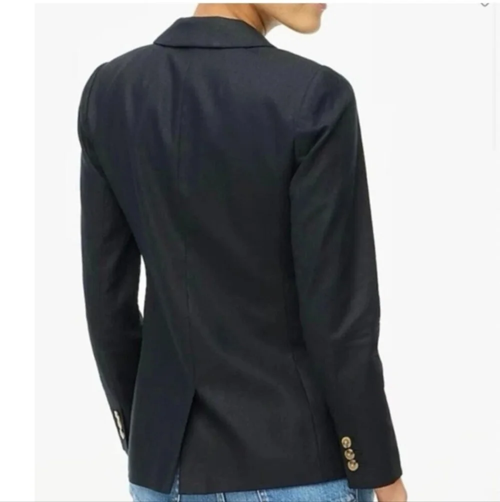 J Crew Factory Linen Blend Holland Blazer Black Size 6